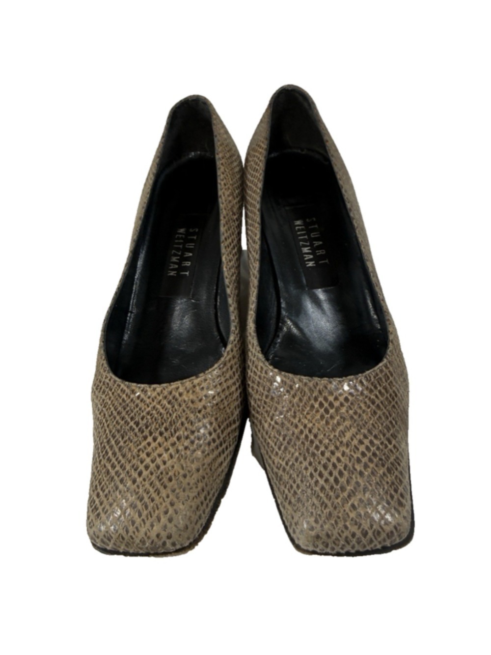 Stuart Weitzman size 6.5 B Beige Vintage Square Toe Heel